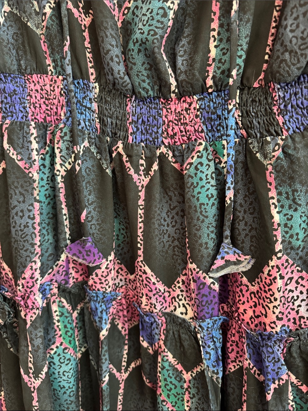 MULLA Long Sleeve Animal Print Geometric Multi Colored Dress Size Large - Picture 3 of 6
